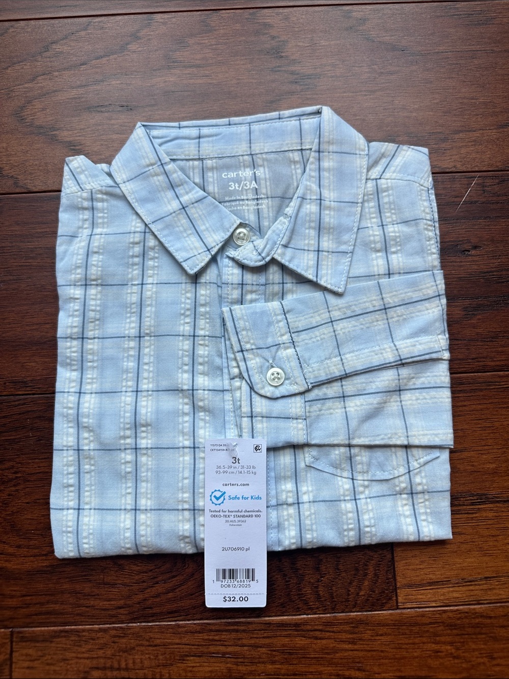 Carter's Light Blue Plaid Button-Down Shirt